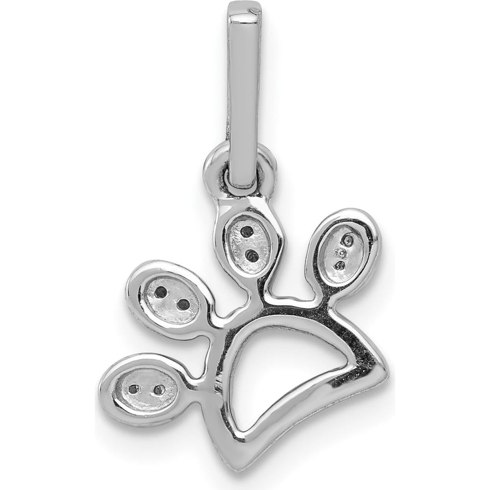 14K White Gold Diamond Paw Print Pendant with Round Diamonds - 0.10 Carat Total Diamond Weight by Monteluci Fine Jewelry