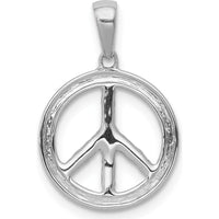 14K White Gold Diamond Peace Sign Pendant with 13 Round Diamonds - 0.008 Carat Total Diamond Weight by Monteluci Fine Jewelry