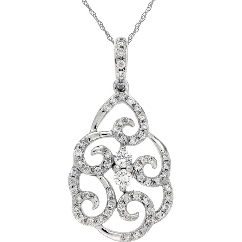 14K White Gold Diamond Pendant - 0.24 Carats Total Diamond Weight