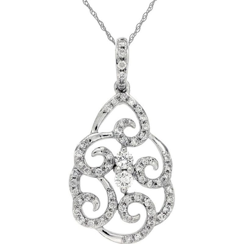 14K White Gold Diamond Pendant - 0.24 Carats Total Diamond Weight