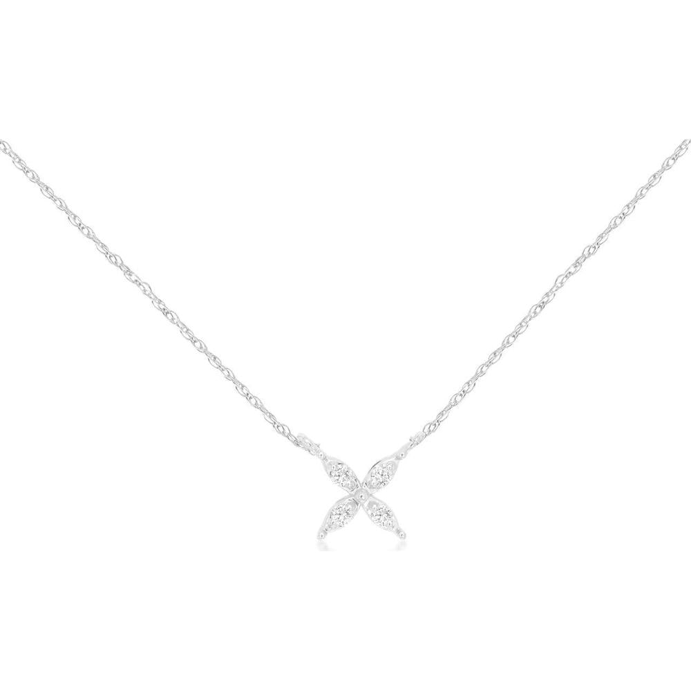 14K White Gold Diamond Pendant Necklace - 0.05 Carats Diamond Weight