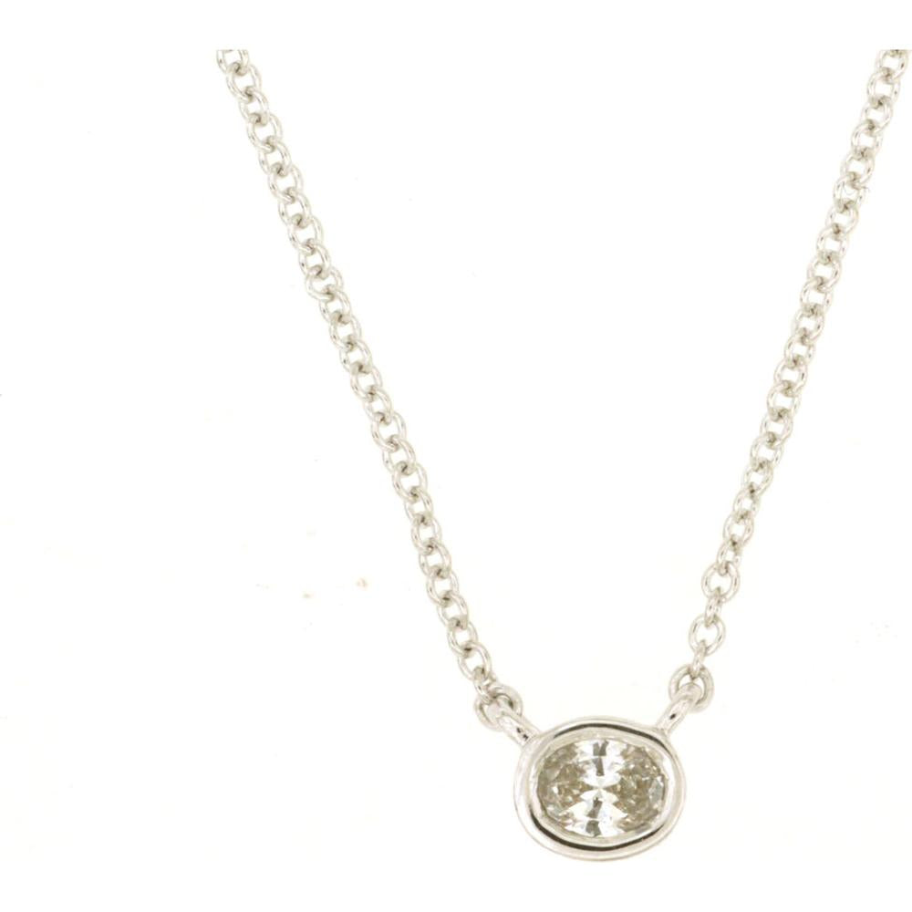 14K White Gold Diamond Pendant Necklace - 0.10 Carats Total Diamond Weight