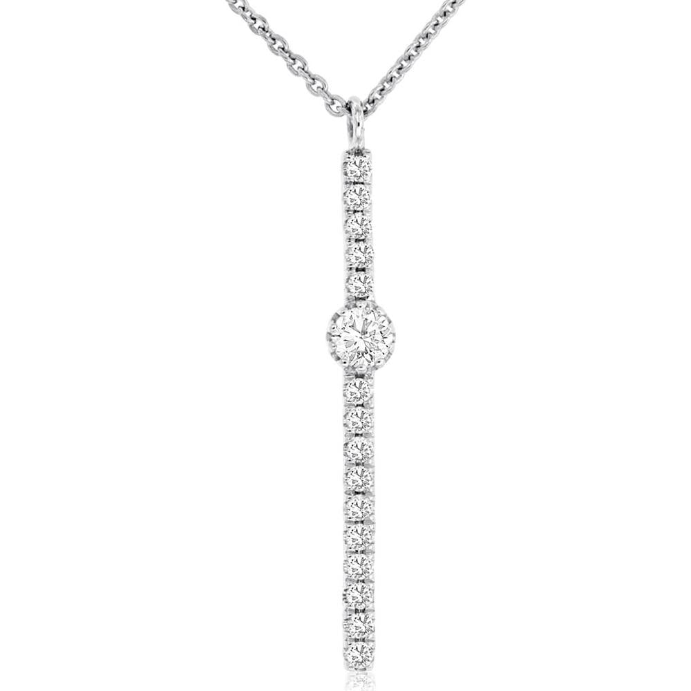 14K White Gold Diamond Pendant Necklace - 0.16 Carats Total Diamond Weight