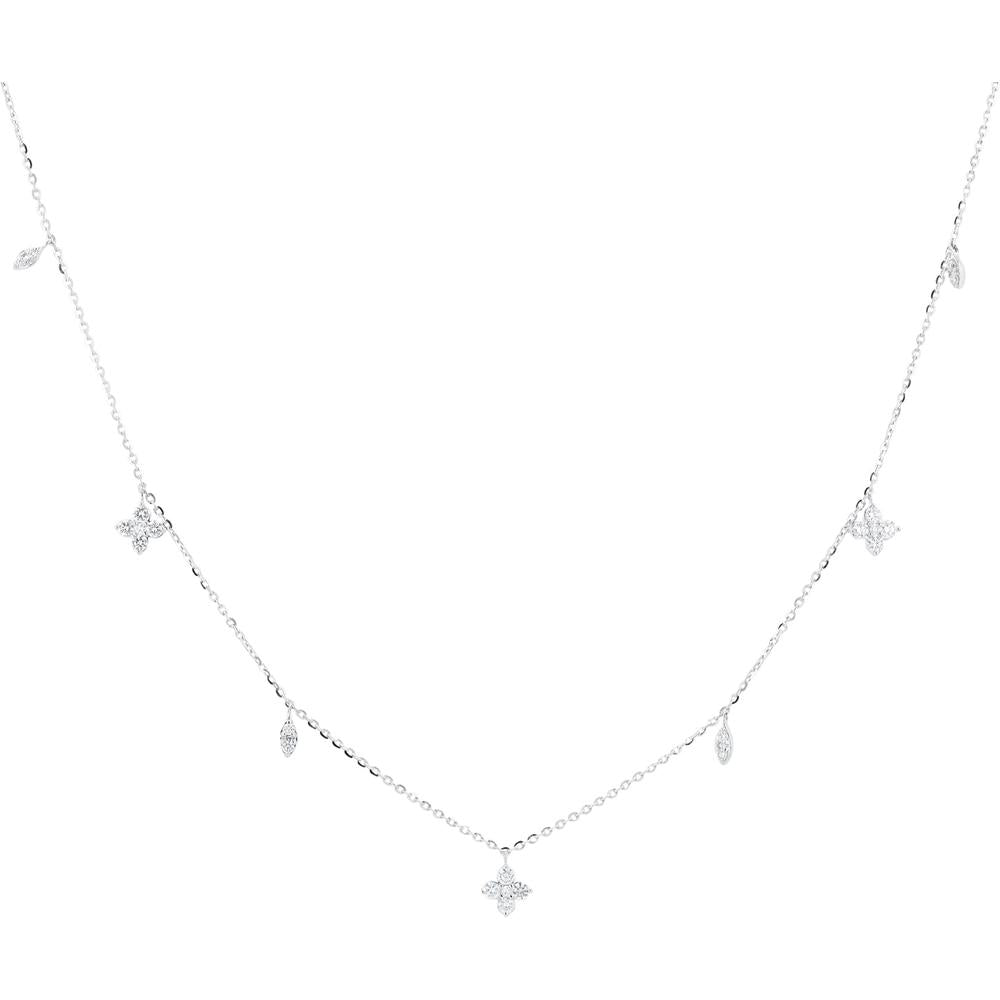 14K White Gold Diamond Pendant Necklace with 0.29 Carats Total Carats Weight of Diamonds
