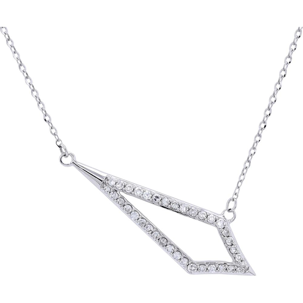 14K White Gold Diamond Pendant Necklace with Geometric Design - 0.20 Carat Total Diamond Weight