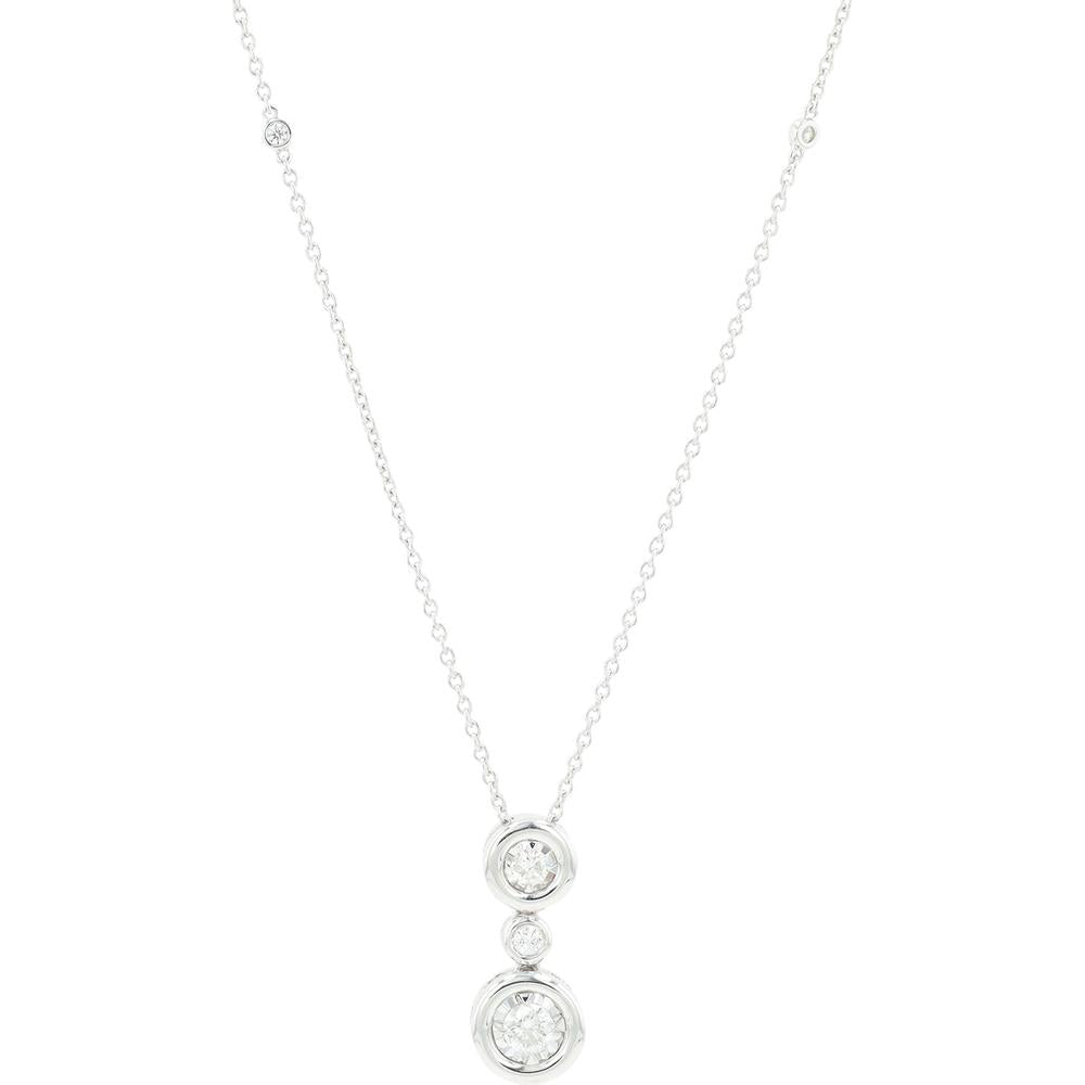 14K White Gold Diamond Pendant with 0.33 Carat Total Diamond Weight - Elegant Three-Stone Design
