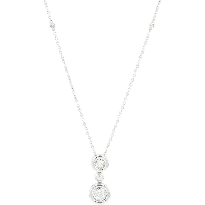 14K White Gold Diamond Pendant with 0.33 Carat Total Diamond Weight in Milgrain - Edged Bezel Setting