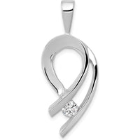 14K White Gold Diamond Pendant with 1/4 Carat Round Faceted Diamond - Rhodium Plated by Monteluci Fine Jewelry