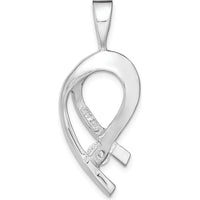 14K White Gold Diamond Pendant with 1/4 Carat Round Faceted Diamond - Rhodium Plated by Monteluci Fine Jewelry