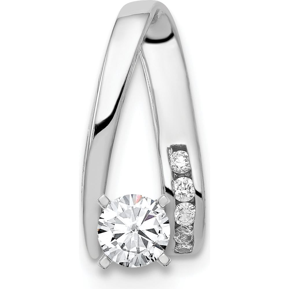 14K White Gold Diamond Pendant with Channel-Set Round Diamonds - 0.10 Carat Total Diamond Weight by Monteluci Fine Jewelry
