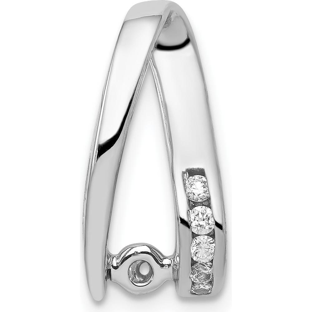 14K White Gold Diamond Pendant with Channel-Set Round Diamonds - 0.10 Carat Total Diamond Weight by Monteluci Fine Jewelry