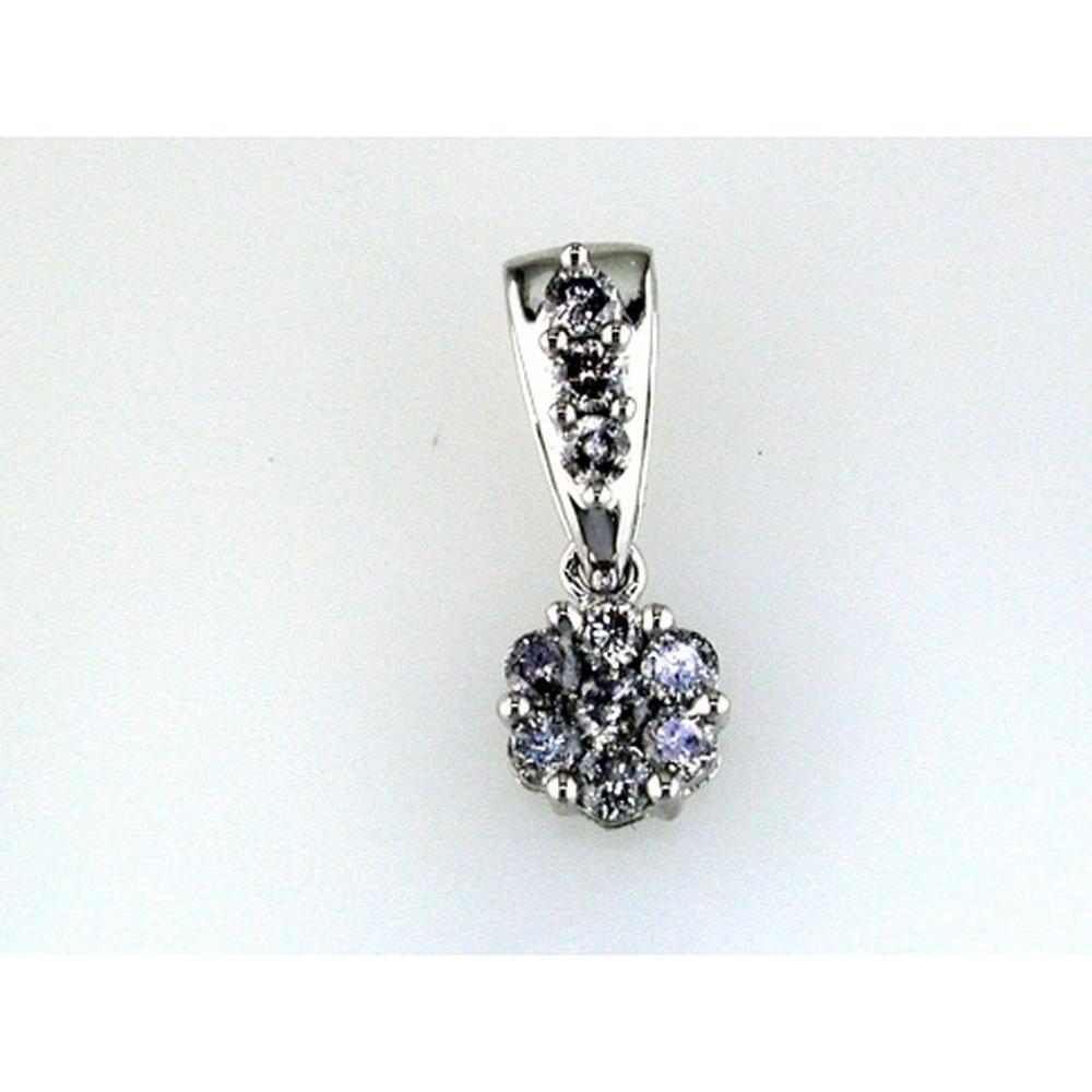 14K White Gold Diamond Pendant with Round Diamonds - 0.50 Carat Total Diamond Weight - Royal Jewelry