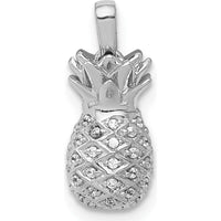 14K White Gold Diamond Pineapple Pendant with 54 Round Diamonds - 0.003 Carat Total Diamond Weight by Monteluci Fine Jewelry