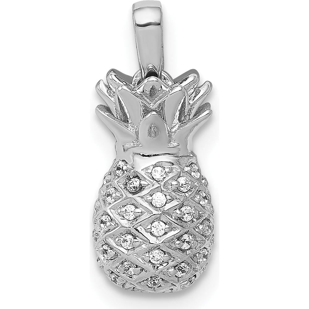 14K White Gold Diamond Pineapple Pendant with 54 Round Diamonds - 0.003 Carat Total Diamond Weight by Monteluci Fine Jewelry