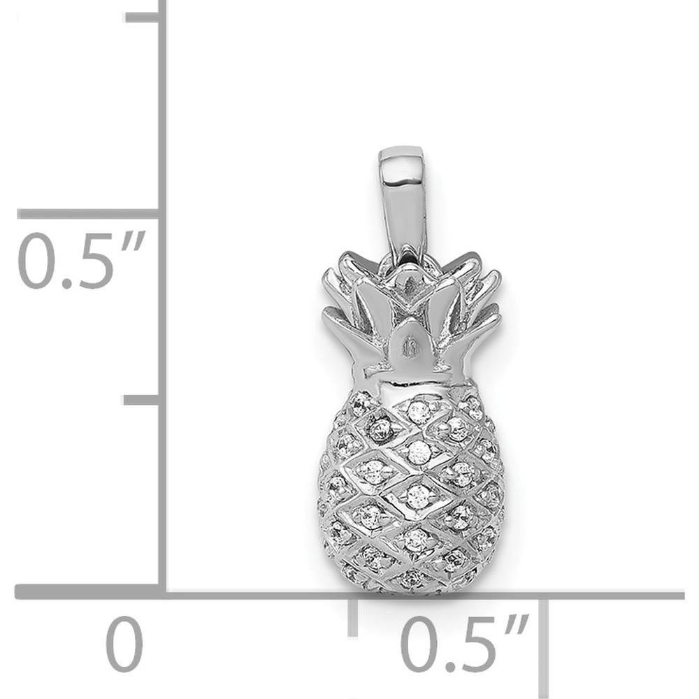 14K White Gold Diamond Pineapple Pendant with 54 Round Diamonds - 0.003 Carat Total Diamond Weight by Monteluci Fine Jewelry