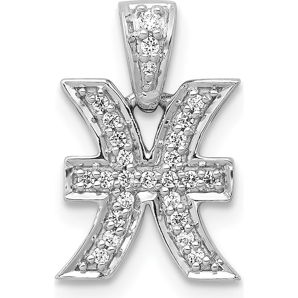 14K White Gold Diamond Pisces Zodiac Pendant - 0.025 Carat Total Diamond Weight by Monteluci Fine Jewelry