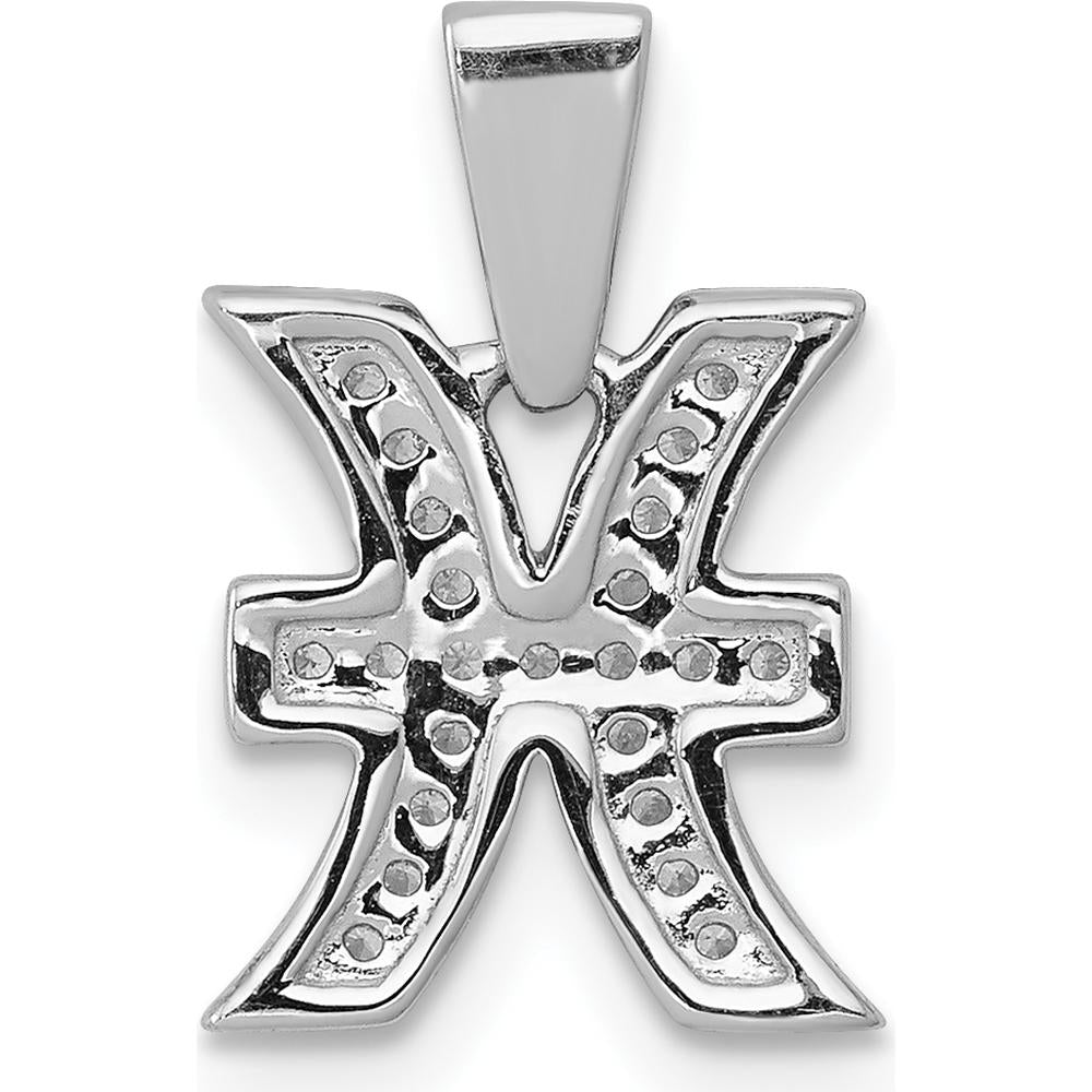 14K White Gold Diamond Pisces Zodiac Pendant - 0.025 Carat Total Diamond Weight by Monteluci Fine Jewelry