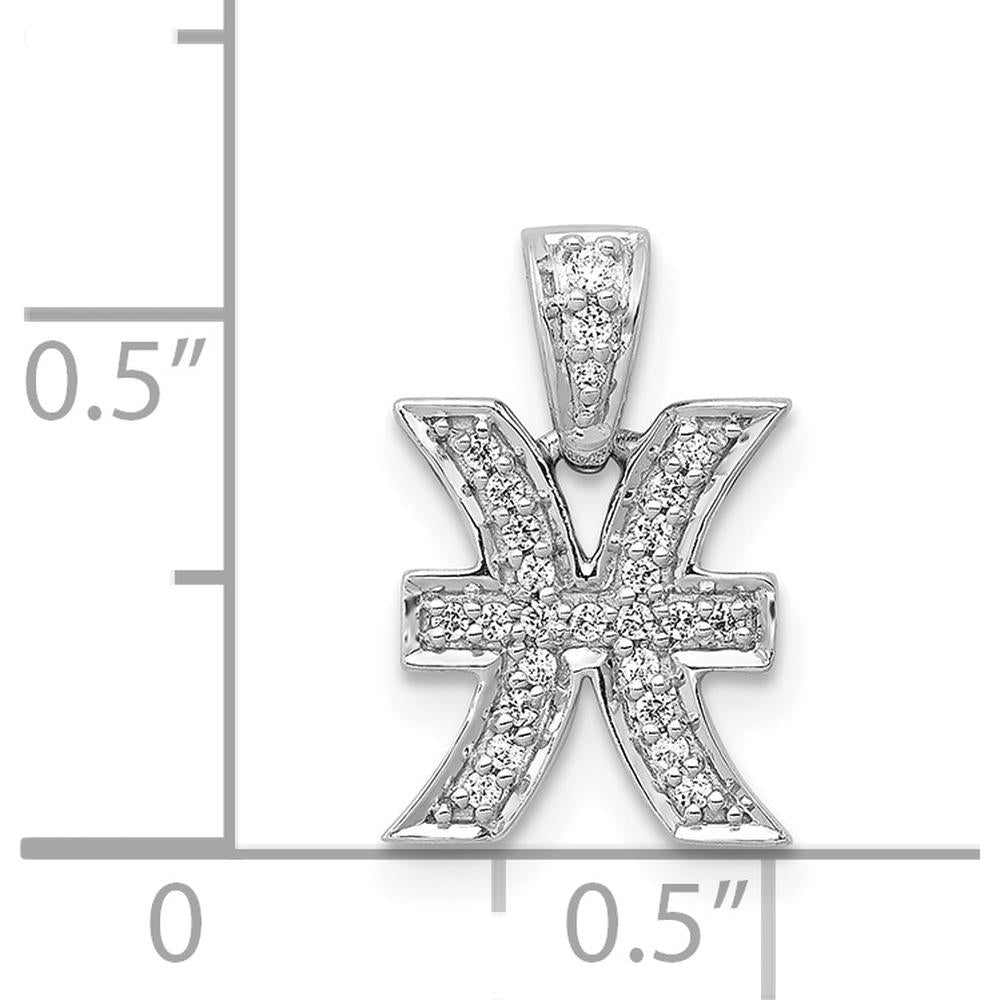 14K White Gold Diamond Pisces Zodiac Pendant - 0.025 Carat Total Diamond Weight by Monteluci Fine Jewelry