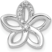 14K White Gold Diamond Plumeria Flower Pendant with 0.02 Carat Total Diamond Weight by Monteluci Fine Jewelry