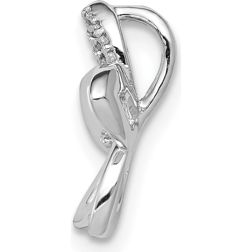 14K White Gold Diamond Plumeria Flower Pendant with 0.02 Carat Total Diamond Weight by Monteluci Fine Jewelry