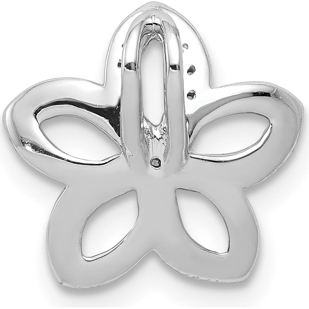 14K White Gold Diamond Plumeria Flower Pendant with 0.02 Carat Total Diamond Weight by Monteluci Fine Jewelry