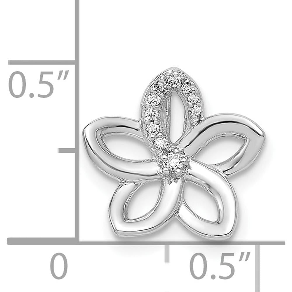 14K White Gold Diamond Plumeria Flower Pendant with 0.02 Carat Total Diamond Weight by Monteluci Fine Jewelry
