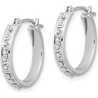 14K White Gold Diamond Polished Hoop Earrings - 0.01 Carats Total Diamond Weight by Oro Pregiato