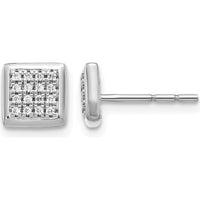 14K White Gold Diamond Post Earrings with 32 Round Natural Diamonds - 0.008 Carat Total Diamond Weight by Monteluci Fine Jewelry