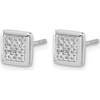 14K White Gold Diamond Post Earrings with 32 Round Natural Diamonds - 0.008 Carat Total Diamond Weight by Monteluci Fine Jewelry