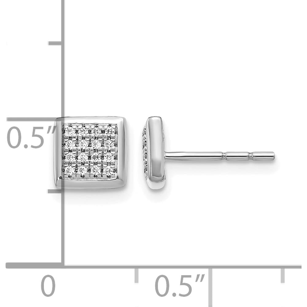 14K White Gold Diamond Post Earrings with 32 Round Natural Diamonds - 0.008 Carat Total Diamond Weight by Monteluci Fine Jewelry