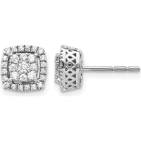 14K White Gold Diamond Post Earrings with Round Diamond Cluster - 0.10 Carat Total Diamond Weight by Monteluci Fine Jewelry