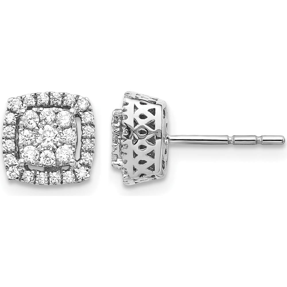 14K White Gold Diamond Post Earrings with Round Diamond Cluster - 0.10 Carat Total Diamond Weight by Monteluci Fine Jewelry