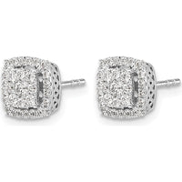 14K White Gold Diamond Post Earrings with Round Diamond Cluster - 0.10 Carat Total Diamond Weight by Monteluci Fine Jewelry