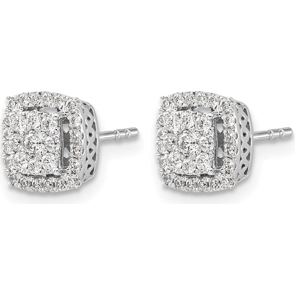 14K White Gold Diamond Post Earrings with Round Diamond Cluster - 0.10 Carat Total Diamond Weight by Monteluci Fine Jewelry