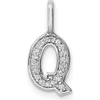 14K White Gold Diamond Q Initial Pendant - 0.05 Carat Total Diamond Weight by Oro Pregiato