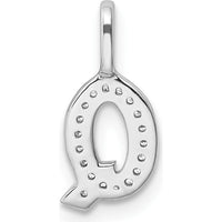 14K White Gold Diamond Q Initial Pendant - 0.05 Carat Total Diamond Weight by Oro Pregiato
