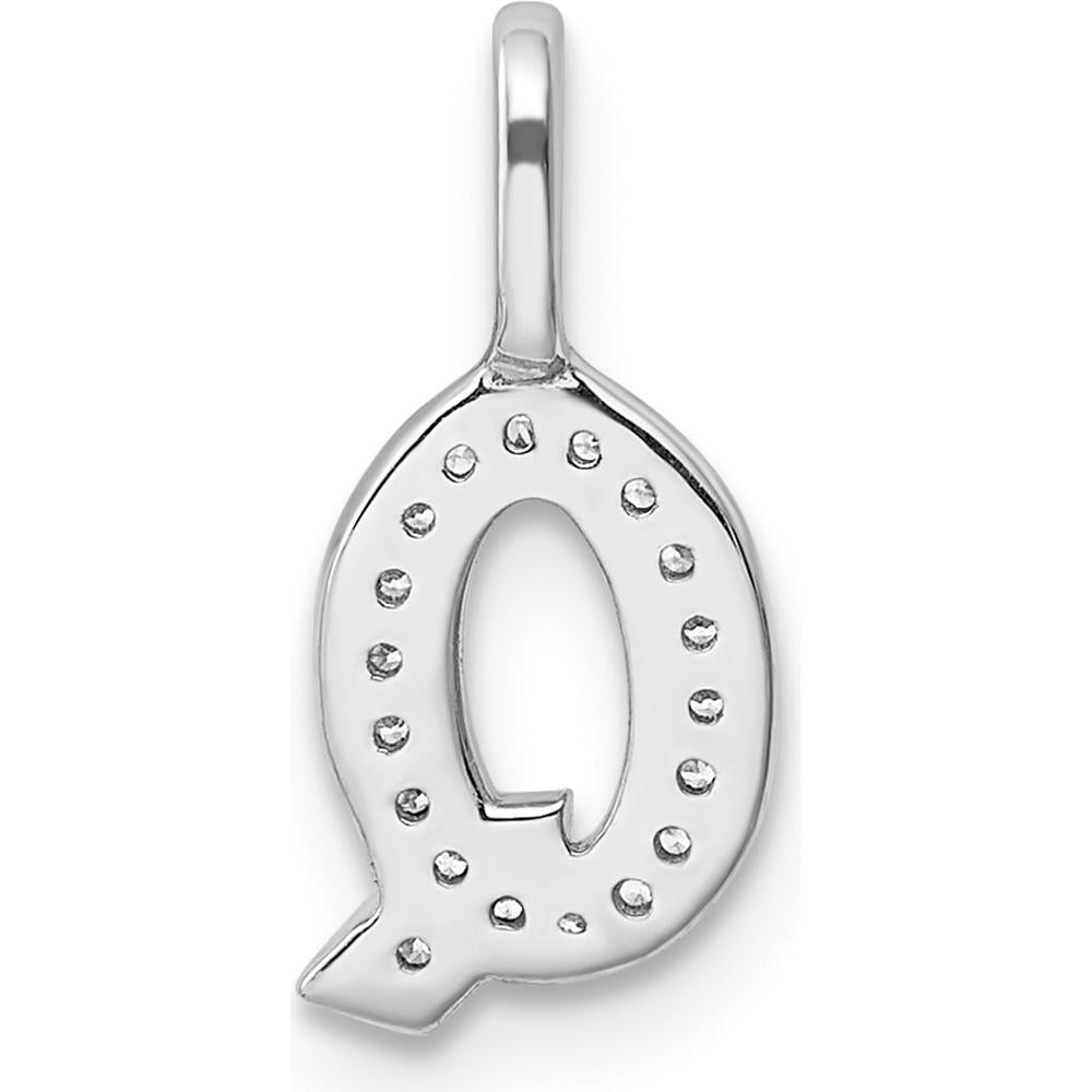 14K White Gold Diamond Q Initial Pendant - 0.05 Carat Total Diamond Weight by Oro Pregiato