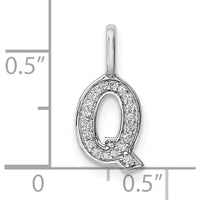 14K White Gold Diamond Q Initial Pendant - 0.05 Carat Total Diamond Weight by Oro Pregiato