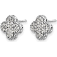 14K White Gold Diamond Quatrefoil Post Earrings - 0.05 Carat Total Diamond Weight by Oro Pregiato