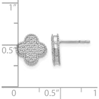 14K White Gold Diamond Quatrefoil Post Earrings - 0.05 Carat Total Diamond Weight by Oro Pregiato