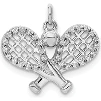 14K White Gold Diamond Racquet and Ball Pendant with 32 Round Diamonds - 0.003 Carat Total Diamond Weight by Monteluci Fine Jewelry