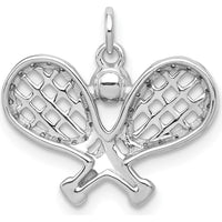14K White Gold Diamond Racquet and Ball Pendant with 32 Round Diamonds - 0.003 Carat Total Diamond Weight by Monteluci Fine Jewelry