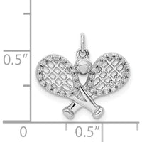 14K White Gold Diamond Racquet and Ball Pendant with 32 Round Diamonds - 0.003 Carat Total Diamond Weight by Monteluci Fine Jewelry