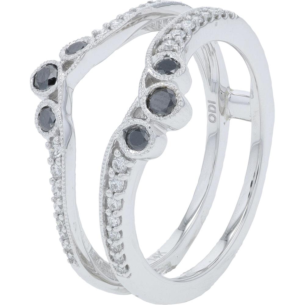14K White Gold Diamond Ring Guard with Milgrain Detail - 0.33 Carat Total Diamond Weight