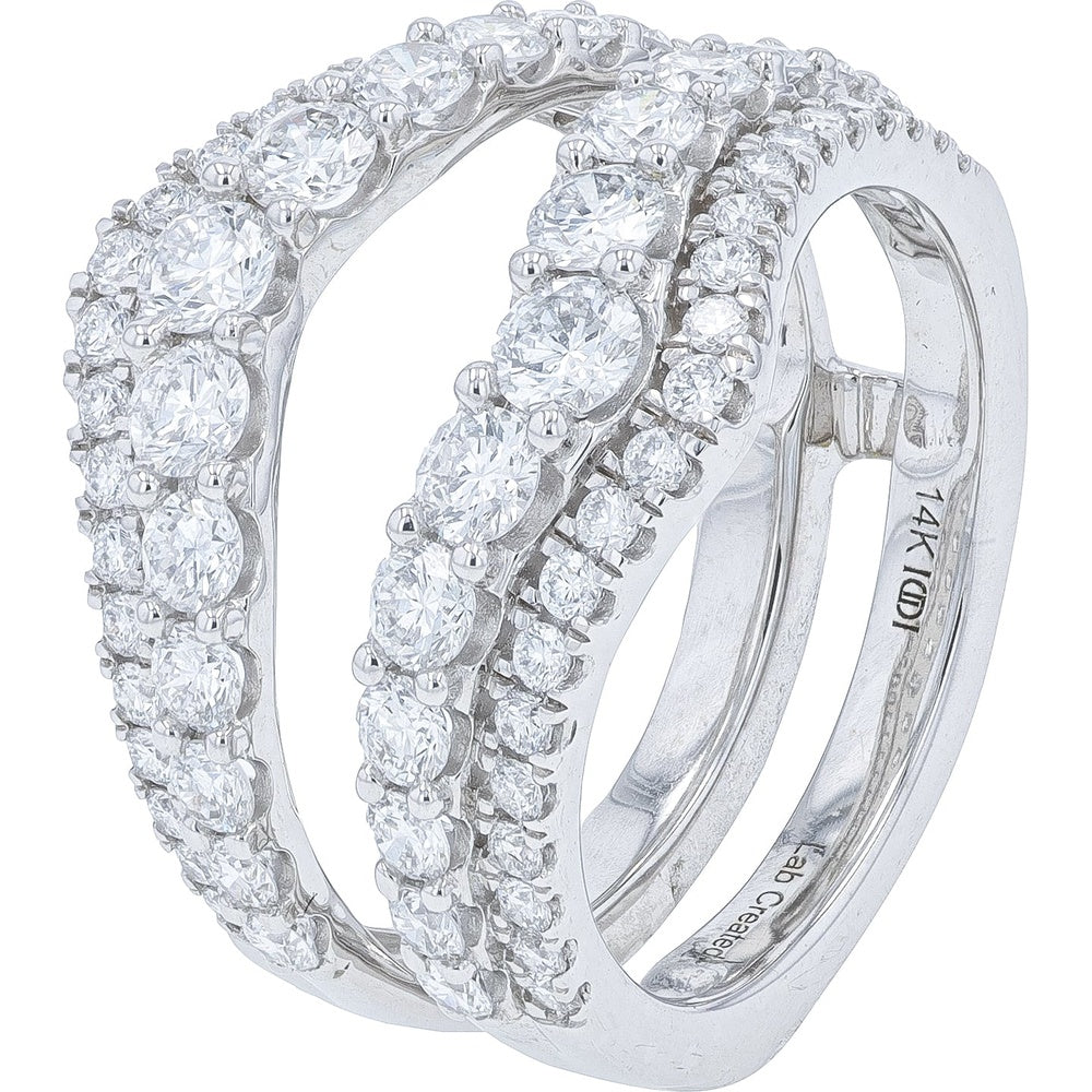 14K White Gold Diamond Ring Guard with Round Lab Grown Diamonds - 2.00 Carat Total Diamond Weight