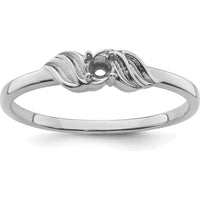 14K White Gold Diamond Ring Mounting with Polished Wave Design and 4-Prong Round Stone Setting by Oro Pregiato