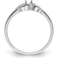 14K White Gold Diamond Ring Mounting with Polished Wave Design and 4-Prong Round Stone Setting by Oro Pregiato