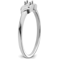 14K White Gold Diamond Ring Mounting with Polished Wave Design and 4-Prong Round Stone Setting by Oro Pregiato
