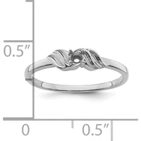 14K White Gold Diamond Ring Mounting with Polished Wave Design and 4-Prong Round Stone Setting by Oro Pregiato