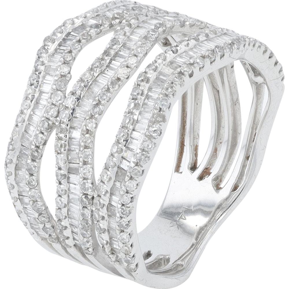 14K White Gold Diamond Ring with 2 Carats of Baguette Diamonds - Luxury Designer Band